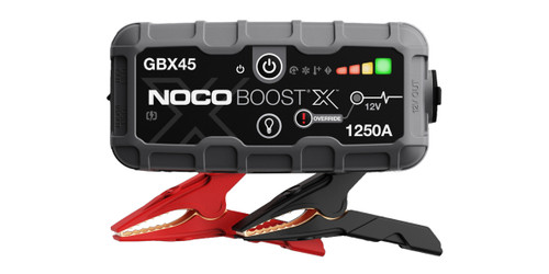 Noco GBX45 Portable Battery, Boost X, Lithium-ion, 1250 Amp, 12V, 2 USB Ports, 12 in Clamp-On Cables Included, Kit