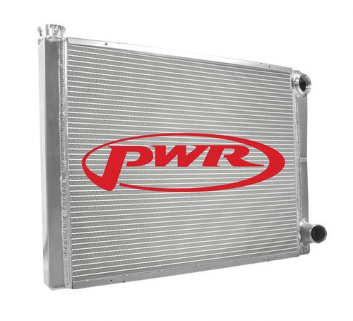 PWR North America 902-28190 Radiator, 28 in W x 19 in H x 1-3/4 in D, Dual Pass, Passenger Side Inlet, Passenger Side Outlet, Aluminum, Natural, Each