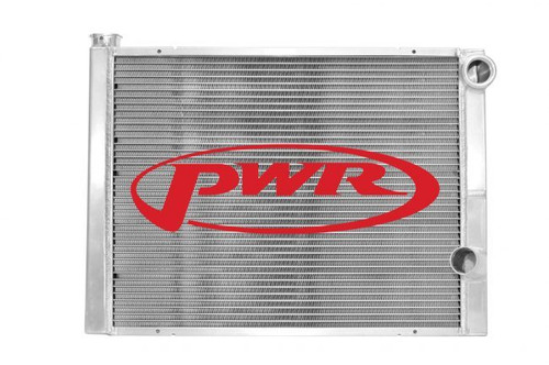 PWR North America 902-28191 Radiator, 28 in W x 19 in H x 1-3/4 in D, Dual Pass, Passenger Side Outlet, Passenger Side Inlet, Aluminum, Natural, Each