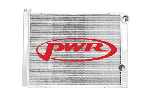 PWR North America 902-31161 Radiator, 31 in W x 16 in H x 1-3/4 in D, Dual Pass, Passenger Side Inlet, Passenger Side Outlet, Aluminum, Natural, Universal, Each