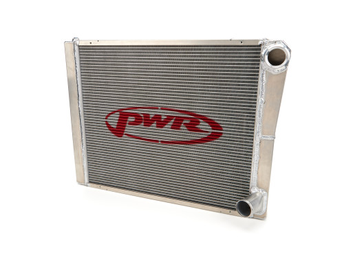 PWR North America 915-24191 Radiator, 24 in W x 19 in H x 2 in D, Dual Pass, Passenger Side Inlet, Passenger Side Outlet, Aluminum, Natural, Dirt Modified, Each