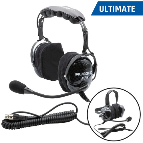 Rugged Radios H22-STX Headset, Ultimate, Noise Cancelling, Over the Head, Plastic, Carbon Fiber Look, Each