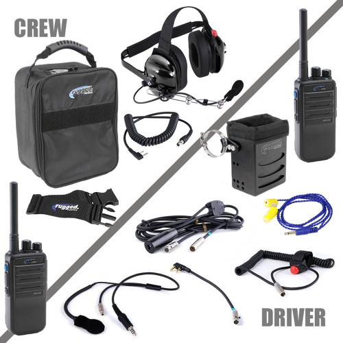 Rugged Radios IMSA-RDH-U 2-Way Radio, Complete Team, 2 Man, UHF Signal, Bag / Belt / Connectors / Harness / Headset / Switches, Kit