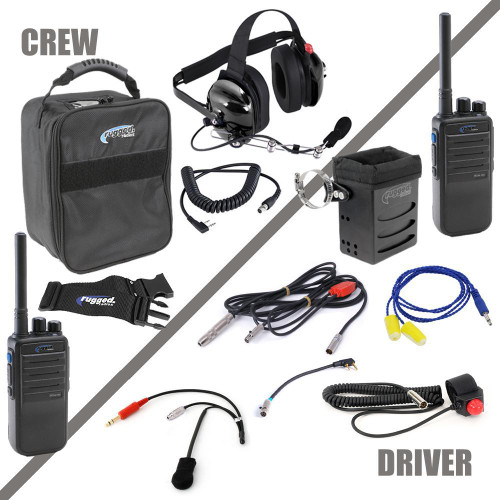 Rugged Radios NASCAR-RDH-U 2-Way Radio, NASCAR Complete Team, 2 Man, UHF Signal, Bag / Belt / Connectors / Harness / Headsets / Switches, Kit