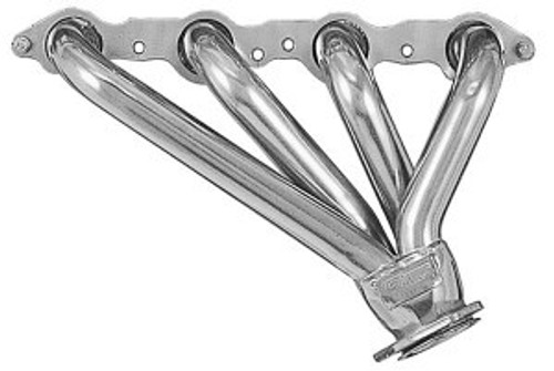 Sanderson LS150-SEC Headers, Shorty, 1-1/2 in Primary, 2-1/2 in Collector, Steel, Silver Ceramic, GM LS-Series, Pair