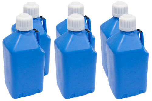 Scribner 2000B-CASE Utility Jug, 5 gal, 9-1/2 x 9-1/2 x 21-3/4 in Tall, Gasket Seal Cap, Flip-Up Vent, Square, Plastic, Blue, Set of 6