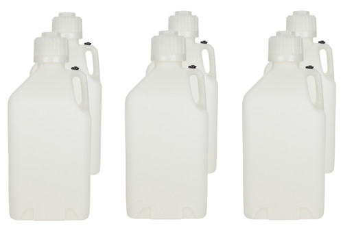 Scribner 2000W-CASE Utility Jug, 5 gal, 9-1/2 x 9-1/2 x 21-3/4 in Tall, Gasket Seal Cap, Flip-Up Vent, Square, Plastic, White, Set of 6