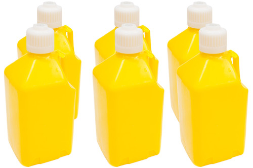 Scribner 2000Y-CASE Utility Jug, 5 gal, 9-1/2 x 9-1/2 x 21-3/4 in Tall, Gasket Seal Cap, Flip-Up Vent, Square, Plastic, Yellow, Set of 6