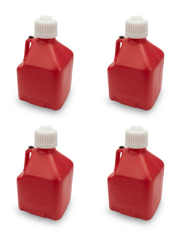 Scribner 2020R-CASE Utility Jug, 3 gal, 9-1/2 x 9-1/2 x 16 in Tall, Gasket Seal Cap, Flip-Up Vent, Square, Plastic, Red, Set of 4