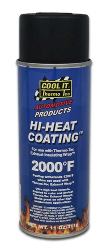 Thermo-Tec 12001 Exhaust Wrap Coating, Hi-Heat Metallic Coating, 11.00 oz Aerosol, Black, Thermo Tec Exhaust Wrap, Each