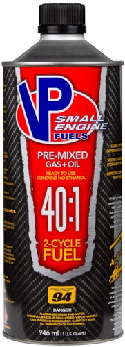 VP Racing 6295 Fuel, 40 to 1 Mix, Premix 2 Cycle, 1 qt Can, Each