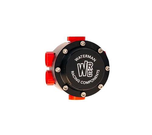 Waterman Racing Comp. WRC-22314 Fuel Pump, 700 Sprint, Hex Driven, 0.700 Gear Set, In-Line, Reverse Rotation, 8 AN Female Inlet, 8 AN Female Outlet, 6 AN Female Accessory Outlets, Aluminum, Black Anodized, Gas / Methanol / E85, Each