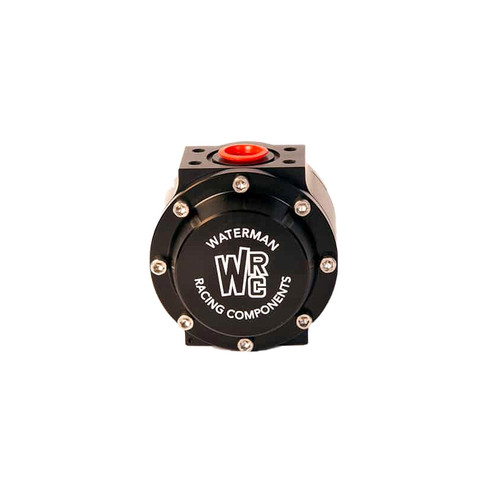 Waterman Racing Comp. WRC-22626 Fuel Pump, 1300 Sprint, Hex Driven, 1.300 Gear Set, In-Line, Reverse Rotation, 8 AN Female Inlet, 8 AN Female Outlet, 6 AN Female Accessory Outlets, Aluminum, Black Anodized, Gas / Methanol / E85, Each