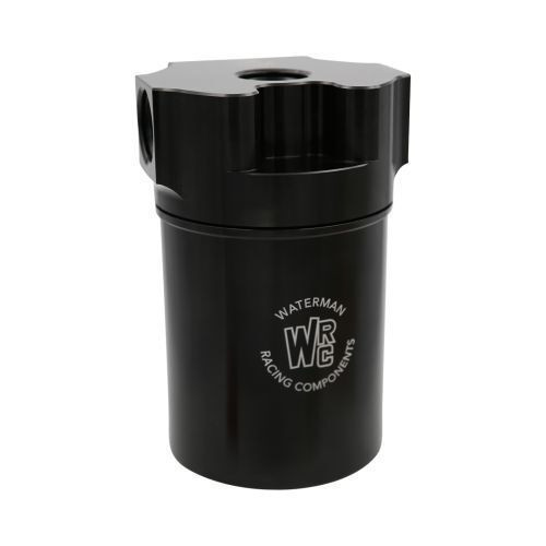 Waterman Racing Comp. WRC-42337 Fuel Filter, Canister, 100 Micron, Stainless Element, 12 AN Female Inlets, 12 AN Female Outlet, Aluminum, Black Anodized, Each