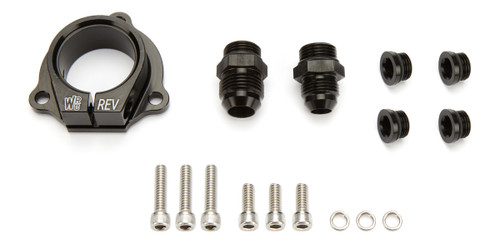 Waterman Racing Comp. WRC-45201 Fuel Pump Fitting Kit, Four 6 AN Pipe Plugs, One 8 AN Male O-Ring to 8 AN Male, One 8 AN Male O-Ring to 10 AN Male, Water Pump Swivel Mount, 3-Bolt, Aluminum, Black Anodized, Sprint Car, Kit