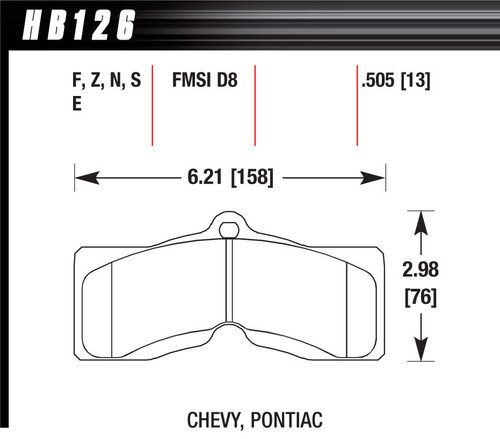 Hawk Brake HB126Z.505 Brake Pads, Luxury and Touring Compound, Wide Temperature Range, GM F-Body / Chevy Corvette, Set of 4