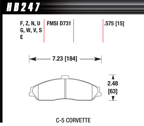 Hawk Brake HB247F.575 Brake Pads, HPS Compound, High Torque, Front, GM 1997-2013, Set of 4