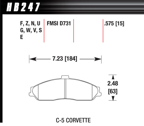 Hawk Brake HB247N.575 Brake Pads, HP Plus Compound, Wide Temperature Range, Front, GM 1997-2013, Set of 4