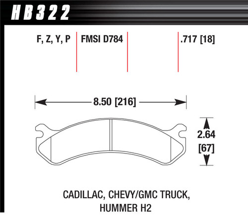 Hawk Brake HB322P.717 Brake Pads, Super Duty Compound, High Torque, Front, GM Fullsize SUV / Truck 1999-2014, Set of 4