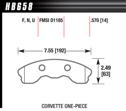 Hawk Brake HB658Z.570 Brake Pads, Performance Ceramic Compound, Front, Chevy Corvette 2006-13, Set of 4