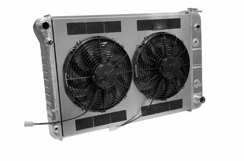 Dewitts Radiator 32-4139019A Radiator and Fan, Pro-Series, 32 in W x 21.5 in H x 6.75 in D, Driver Side Inlet, RH Outlet, Aluminum,  GM Fullsize Truck 1973-86, Kit