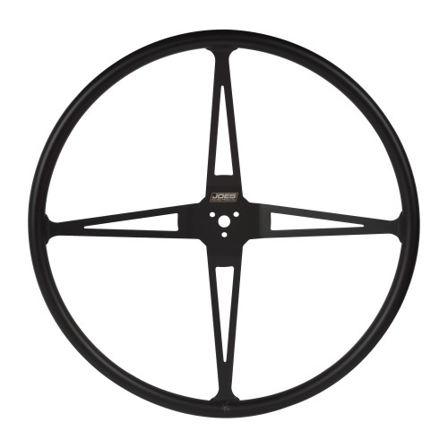 Joes Racing Products 13599 Steering Wheel, Pit Steering, 24 in Diameter, 4 in Dish, 4-Spoke, Aluminum, Black Powder Coat, Each