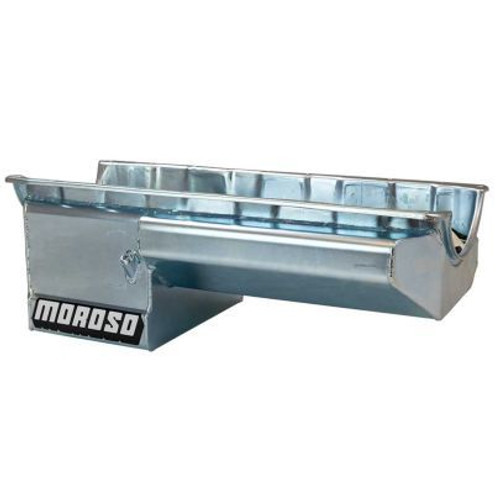 Moroso 21050 Engine Oil Pan, Rear Sump, 7 qt, 8 in Deep, Steel, Zinc, Big Block Chevy, Each