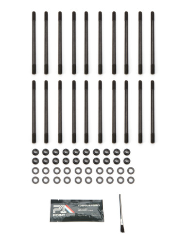 Point One K062-H01S Cylinder Head Stud Kit, 12 mm Studs, 12 Point Nuts, Steel, Black Oxide, Ford Coyote, Kit