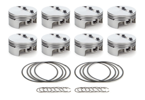Race Tec Pistons 1000190 Piston, AutoTec, Forged, Flat Top, 4.125 in Bore, 1.5 x 1.5 x 3.0 mm Ring Grooves, Minus 5.00 cc, Coated Skirt, Small Block Chevy, Set of 8