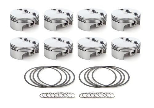 Race Tec Pistons 1000197 Piston, AutoTec, Forged, Flat Top, 4.125 in Bore, 1.5 x 1.5 x 3.0 mm Ring Grooves, Minus 5.00 cc, Coated Skirt, Small Block Chevy, Set of 8