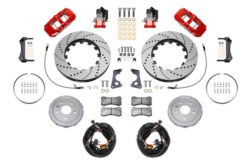 Wilwood 140-17009-DR Brake System, AERO4 Big Brake, Rear, 4 Piston Caliper, 15.00 in Drilled / Slotted Iron Rotor, Red Powder Coat, Chevy Corvette 2020-24, Kit