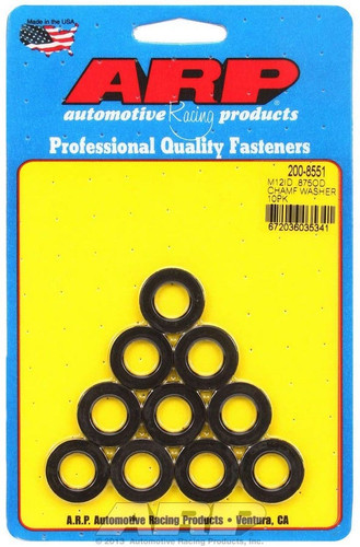 ARP 200-8551 Flat Washer, Special Purpose, 12 mm ID, 0.875 in OD, 3 mm Thick, Chromoly, Black Oxide, Set of 10
