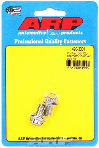 ARP 490-3301 Alternator Bracket Bolt Kit, 3/8 in Thread, 12 Point Head, Stainless, Polished, Pontiac V8, Pair