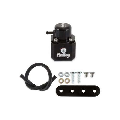 Holley 12-1009 Fuel Pulse Damper, In-Line, 40-100 psi, 8 AN Female O-Ring Inlet, 8 AN Female O-Ring Outlet, 1/8 in NPT Port, Fitting Included, Aluminum, Black Anodized, Kit