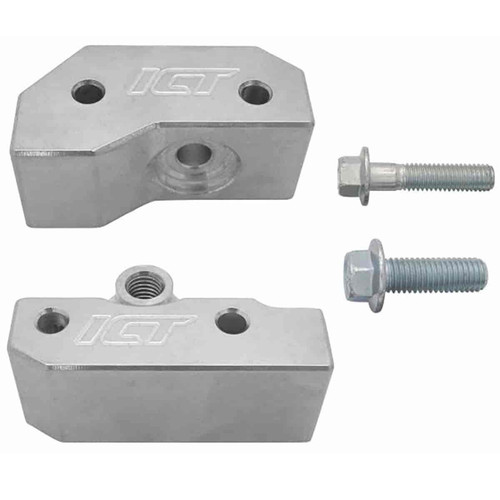 ICT Billet 551216-KN30 Bracket, Relocation, Aluminum, Natural, Kock Sensor, GM LS-Series, Pair