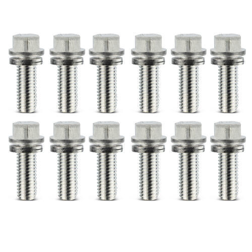 Proform 66827 Header Bolt, Locking, 3/8-16 in Thread, 0.75 in Long, Hex Head, Steel, Nickel Plated, Set of 12