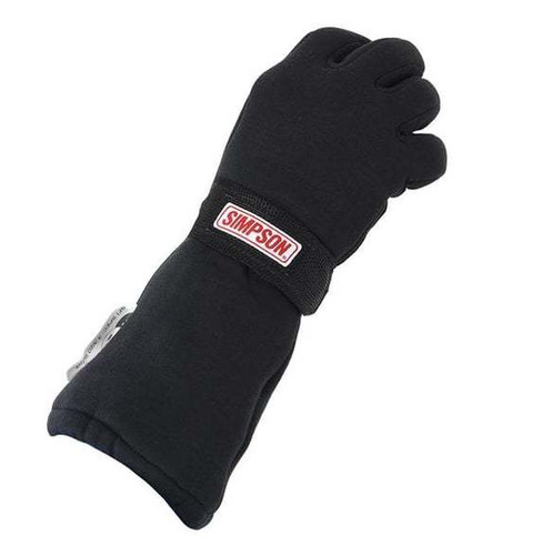 Simpson Safety 37017SK Gloves, Holeshot Drag, Driving, SFI 3.3/20, Double Layer, Nomex, Black, Small, Pair