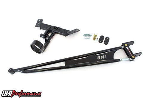 UMI Performance 2217-B Torque Arm, Tubular, Adjustable, Polyurethane Bushing, Tunnel Brace Included, Steel, Black Powder Coat, GM F-Body 1982-92, Each