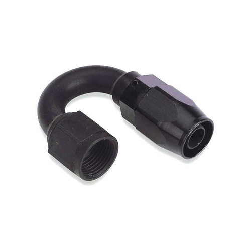 Big End 14880 Hose Fitting, -8 AN Female to 120 Degree Hose, Swivel, Black