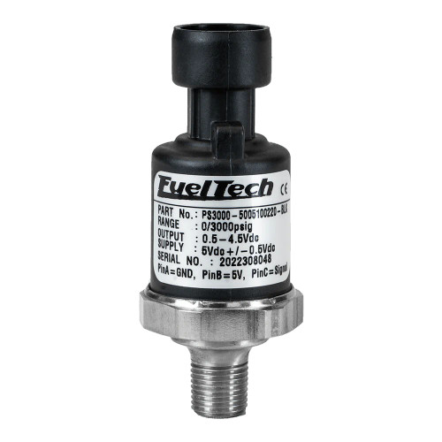 FuelTech 5005100220-BLK Pressure Sending Unit, Black Series, 1/8 in NPT Male Thread, 0-3000 psi, Wheelie Bar Load Cell, Steel, Each