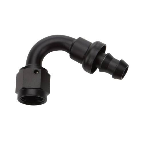 Allstar ALL49464 Fitting, Hose End, 120 Degree, 10 AN Hose Barb to 10 AN Female, Aluminum, Black Anodized, Each