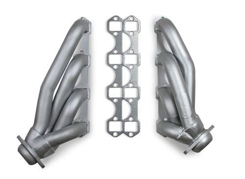Flowtech 32138FLT Headers, Shorty, 1.75 in. Primary, 2.5 in. Collector, Stainless, Silver Ceramic, 5.0 L, Ford Mustang 1979-93, Pair