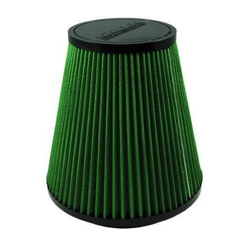 Green Filter 7201 Air Filter Element, Clamp-On, Conical, 7.75 in. Diameter Base, 4.75 in. Diameter Top, 7.75 in. Tall, 5.5 in. Flange, Reusable Cotton, Green, Universal, Each