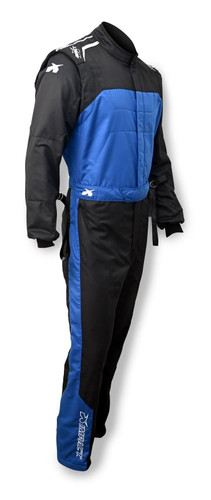 Impact Racing 21411306 Mini Racer 2.4 Driving Suit, 1-Piece, SFI 3.2-A/5, Double Layer, Aramidic, Black/Blue, Small, Each