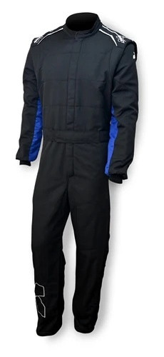 Impact Racing 23011406 Axis 2.4 Driving Suit, 1-Piece, SFI 3.2-A/5, Double Layer, Aramidic, Breathable Fabric, Black/Blue, Medium, Each