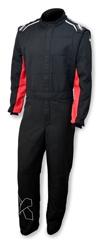 Impact Racing 23011507 Axis 2.4 Driving Suit, 1-Piece, SFI 3.2-A/5, Double Layer, Aramidic, Breathable Fabric, Black/Red, Large, Each