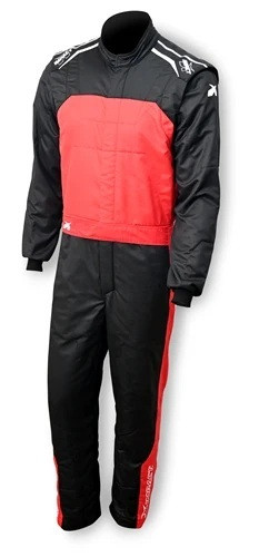 Impact Racing 24232307 Racer 2.4 Driving Suit, 1-Piece, SFI 3.2A/5, Double Layer, Aramidic, Black/Red, Small, Each