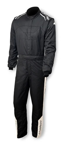 Impact Racing 24232310 Racer 2.4 Driving Suit, 1-Piece, SFI 3.2A/5, Double Layer, Aramidic, Black, Small, Each