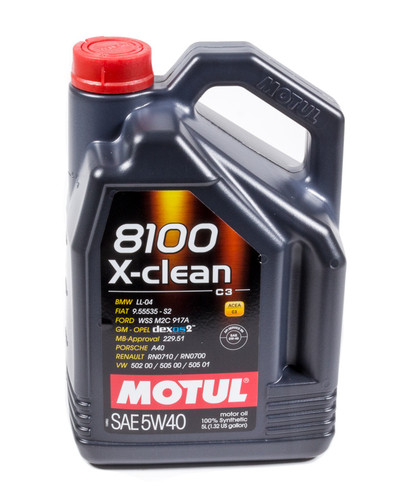 Motul USA MTL102051 Motor Oil, 8100 X-Clean, 5W40, Synthetic, 5 L Jug, Each