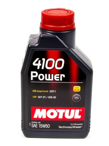 Motul USA MTL102773 Motor Oil, 4100 Power, 15W50, Synthetic, 1 L Bottle, Each